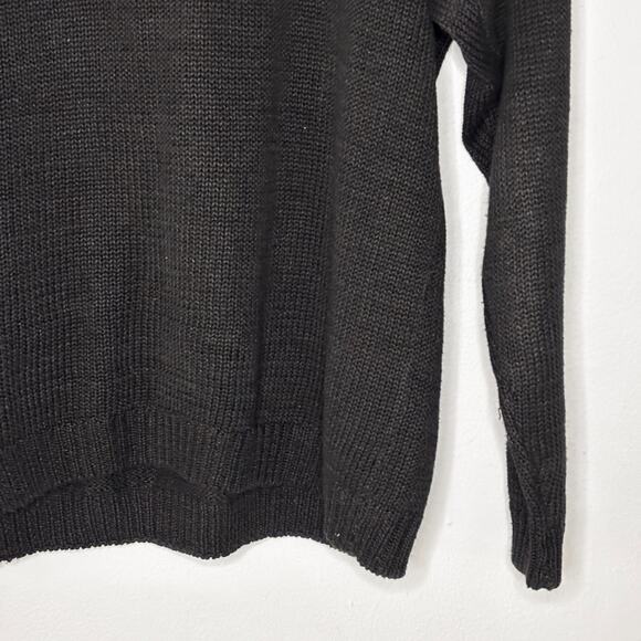 Vintage 90s Exclusive Imports Black Sequin Beaded Ramie Cotton Sweater Harlequin - Picture 7 of 10